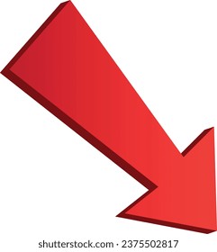 3D shiney gradient red arrow on white background. 3D Arrow icon. Best for app, web, and digital Vector illustration design.