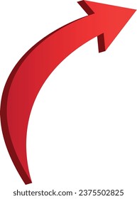 3D shiney gradient red arrow on white background. 3D Arrow icon. Best for app, web, and digital Vector illustration design.