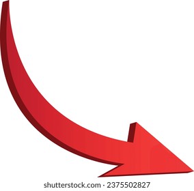 3D shiney gradient red arrow on white background. 3D Arrow icon. Best for app, web, and digital Vector illustration design.