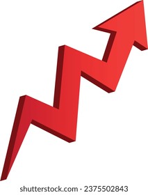 3D shiney gradient red arrow on white background. 3D Arrow icon. Best for app, web, and digital Vector illustration design.