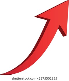 3D shiney gradient red arrow on white background. 3D Arrow icon. Best for app, web, and digital Vector illustration design.