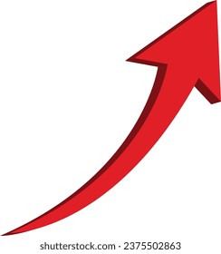 3D shiney gradient red arrow on white background. 3D Arrow icon. Best for app, web, and digital Vector illustration design.