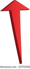 3D shiney gradient red arrow on white background. 3D Arrow icon. Best for app, web, and digital Vector illustration design.