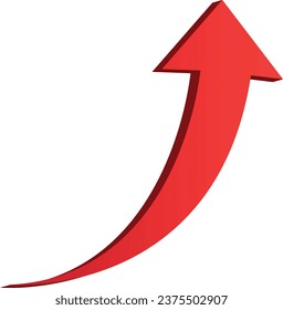 3D shiney gradient red arrow on white background. 3D Arrow icon. Best for app, web, and digital Vector illustration design.