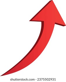 3D shiney gradient red arrow on white background. 3D Arrow icon. Best for app, web, and digital Vector illustration design.