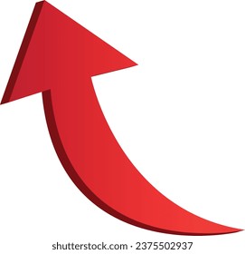 3D shiney gradient red arrow on white background. 3D Arrow icon. Best for app, web, and digital Vector illustration design.