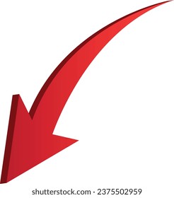 flecha roja degradada de grifo 3D sobre fondo blanco. Icono de flecha 3D. Mejor para el diseño de ilustraciones de aplicaciones, web y vectores digitales.