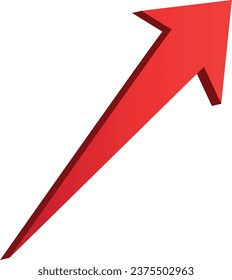 3D shiney gradient red arrow on white background. 3D Arrow icon. Best for app, web, and digital Vector illustration design.