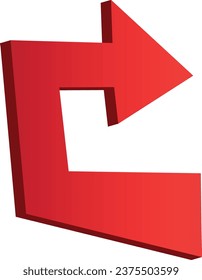 3D shiney gradient red arrow on white background. 3D Arrow icon. Best for app, web, and digital Vector illustration design.