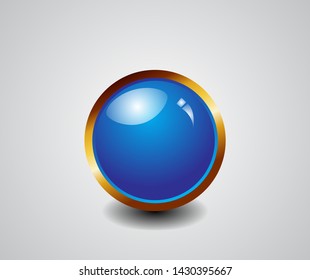 3d shiny button with golden frame