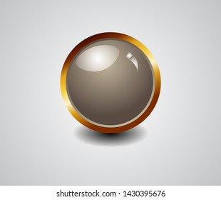 3d shiny button with golden frame