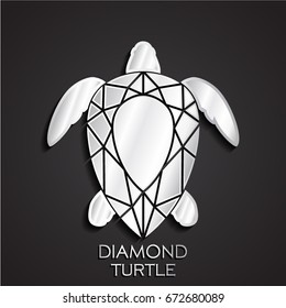 3d shiny diamond shape turtle logo