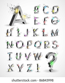 3D Shiny Explosion Vector Alphabet
