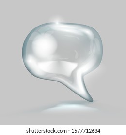 3d Shiny Glass Talking Cloud Ballon Template. EPS10 Vector