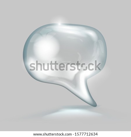 3d Shiny Glass Talking Cloud Ballon Template. EPS10 Vector