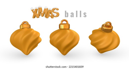 3d shiny glowing Christmas balls. Xmas glass ball. Holiday decoration template. Vector illustration.