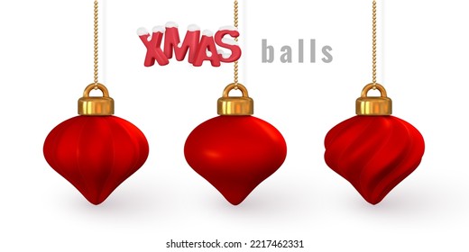 3d shiny glowing Christmas balls. Xmas glass ball. Holiday decoration template. Vector illustration.