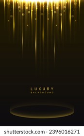 3 d brillante oro de lujo premio pedestal de podio en diseño de vector de fondo negro. diseño temático premium, elegante y de lujo