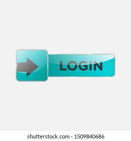 3d shiny icon. Login button vector for web. 3D button for web file download