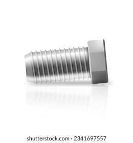 3D Shiny Metal Bolt Isolated On White Background. EPS10 Vector