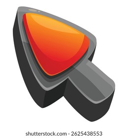 3d shiny orange and red cursor is pointing up and to the right