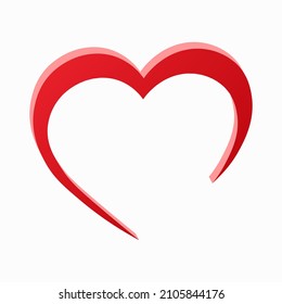 3d shiny red heart icon for St. Valentines Day