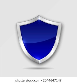 3D brilhante escudo prata e azul Gradiente forma vetor, Vetor de escudo Elemento de design, Propósito de segurança, Privacidade de segurança e garantia no negócio, Marca de defesa, logotipo de escudo, Escudo de proteção.