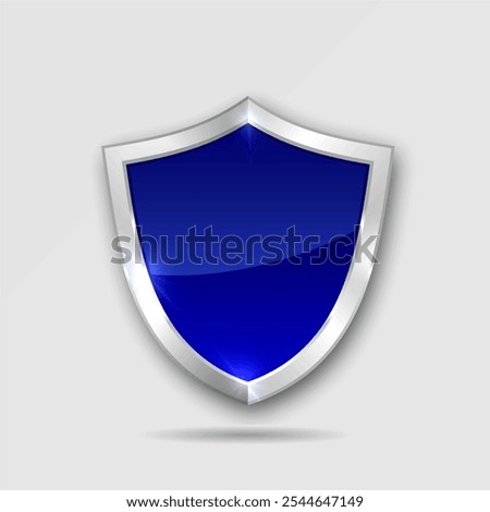 3D Shiny Shield Silver and blue Gradient Shape Vector, Shield Vector Design Element, Security Purpose, Safety Privacy and Guarantee In Business, Defense Tag, Shield Logo, Safeguard Shield.