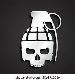 3d Shiny Silver Metal Skull Grenade Logo Design