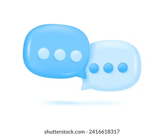 3D shiny speech bubbles. Empty square speech bubbles for conversation messages. 3D Vector Illustration.