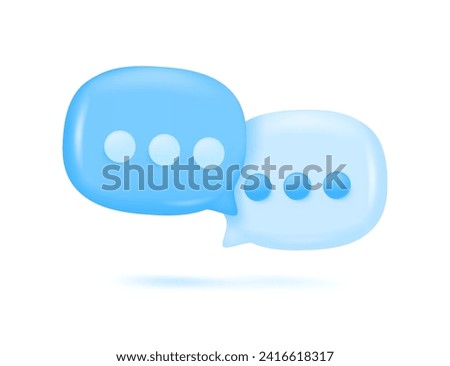 3D shiny speech bubbles. Empty square speech bubbles for conversation messages. 3D Vector Illustration.