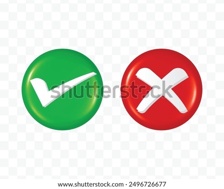 3d shiny tick cross right wrong mark symbol or sign clipart png transparent background