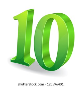 3d Shiny Vector Number Counter Ten 10