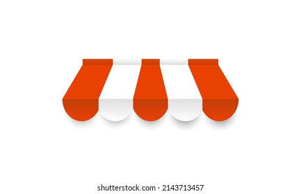 3d Shop Canopy Vector Orange Store Cafe. 3d Vector Illustration.