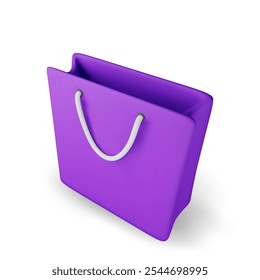 3D shopping bag isolated on white background. Render realistic gift bag. Sale, discount or clearance concept. Online or retail shopping symbol. Fashion handbag. Vector illustration