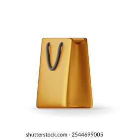 3D shopping bag isolated on white background. Render realistic gift bag. Sale, discount or clearance concept. Online or retail shopping symbol. Fashion handbag. Vector illustration