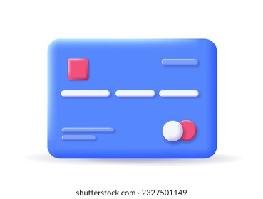 3D shopping bank card icon. Electronic commerce and marketing. Discounts and promotions, sales. Transfers and transactions. Cartoon isometric vector illustration isolated on white background