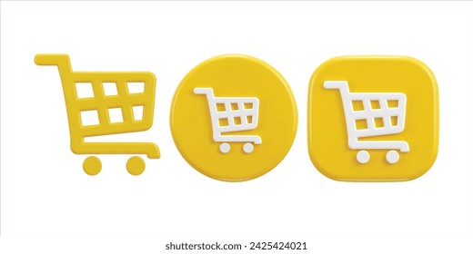 Conjunto de ilustración vectorial de icono de carrito de compras 3d