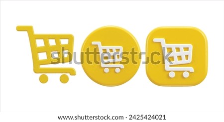 3d shopping cart icon vector illustration set