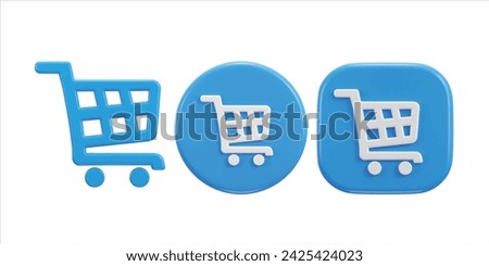 3d shopping cart icon vector illustration set