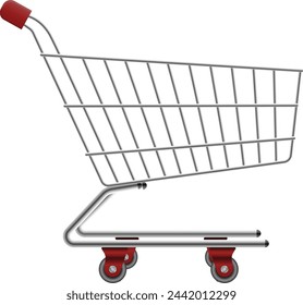 Carrito de compras 3D aislado en blanco
fondo en estilo realista 3d. Compras
online, ecommerce, cesta de la compra. UI
icono de carro de la compra vacío. Vector
ilustración
