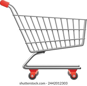 Carrito de compras 3D aislado en blanco
fondo en estilo realista 3d. Compras
online, ecommerce, cesta de la compra. UI
icono de carro de la compra vacío. Vector
ilustración