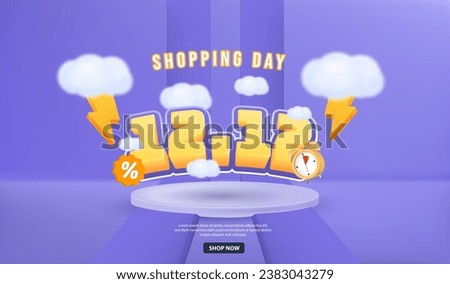 3D Shopping day flash sale 12 12 podium elegant on purple background. Vector illustration ストックフォト © 
