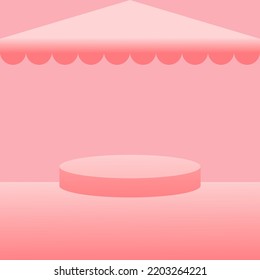 3.ª sala de exposición. Fondo de estudio rosa con pantalla de podio de forma redonda, vector de soporte de producto en blanco.