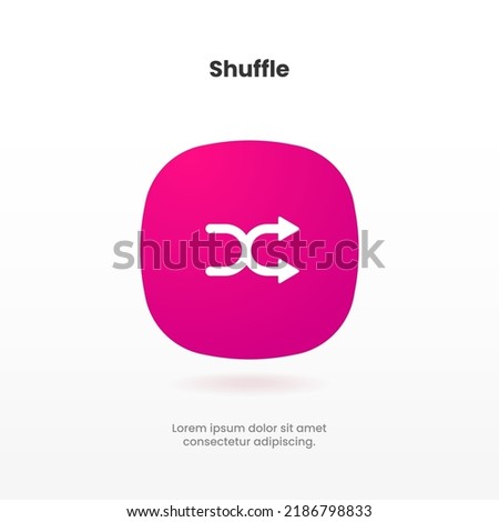 3D shuffle icon. Crossed arrows, 2 way mixed arrows for music player, mobile app, UI, website.