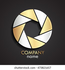 3d shutter stile gold silver circle logo