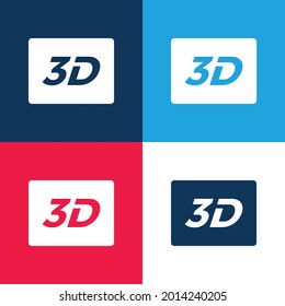 3D Firma azul y rojo cuatro colores conjunto de iconos mínimo