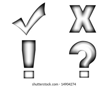 3d sign - check, x, exclamation and question