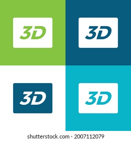 3D Sign Flat four color minimal icon set