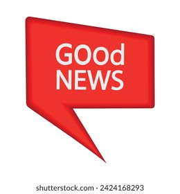 3D sign "Good news" in the form of a red banner. Emblem, label, badge, sticker. good news origami paper speech bubble. good news tag. bestseller banner. Designed for your website, logo, app, UI design